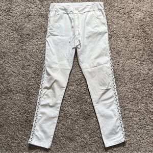 White Women's Pants with Side Detailing